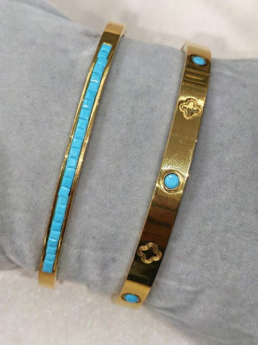 Gold-Tone Turquoise Accent Bangle Bracelet Set - Women Jewelry